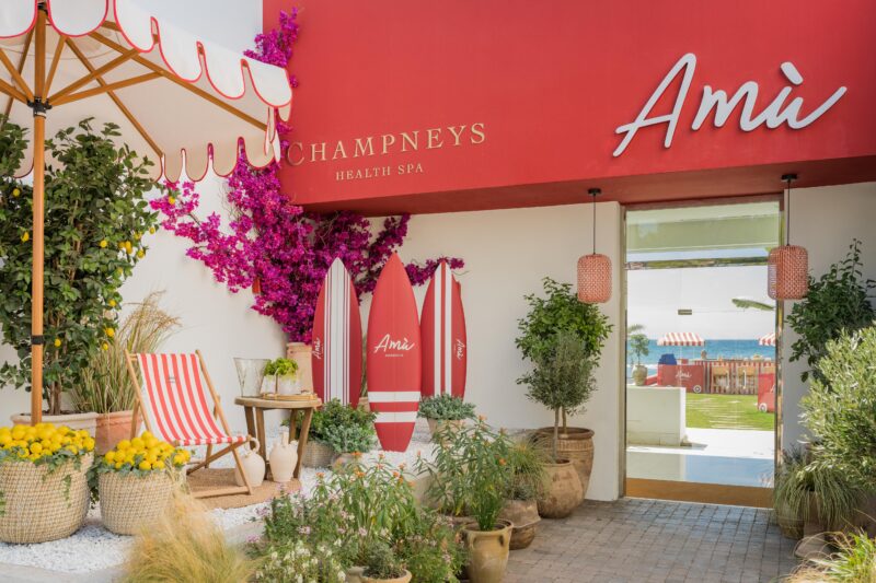 Poolside food at Amu Beach Club in Marbella