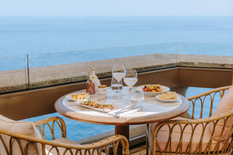 dining at a beach club in a hotel