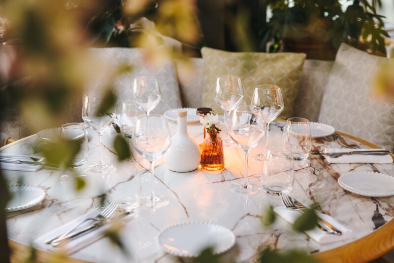 dining at a beach club in a hotel